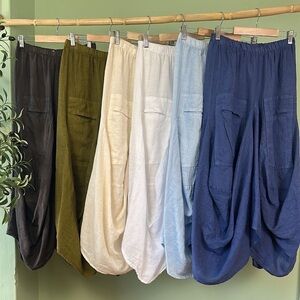 Boho Italian Puro Lino Linen Maxi Skirt